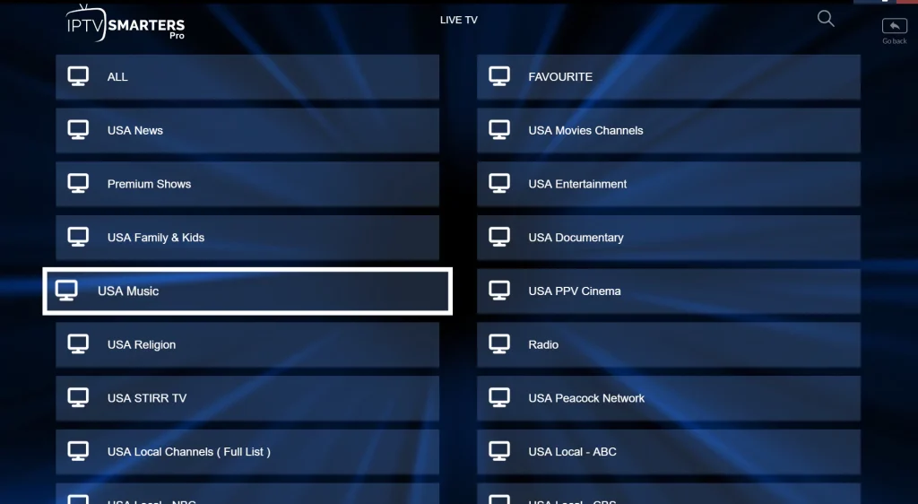 IPTV Smarters channel groups