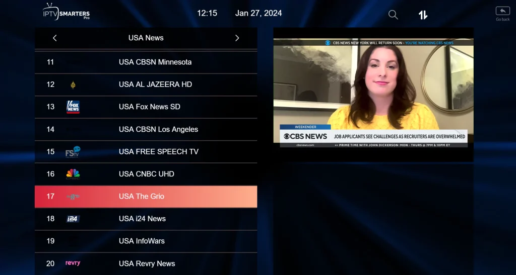 IPTV Smarters full screen playback